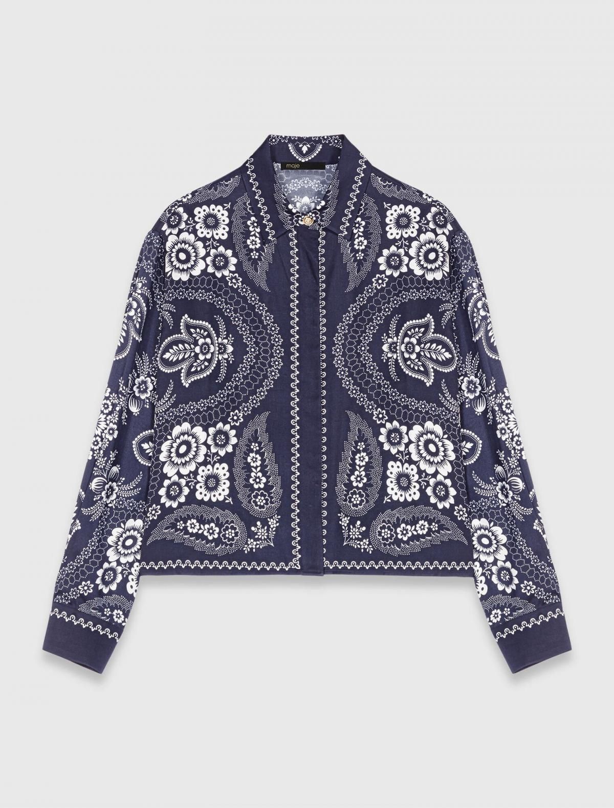 마쥬 페이즐리 플로럴 테크니컬 새틴 긴팔 셔츠 3661601968327 BANDANA MARINE PRINT - 메인 이미지
