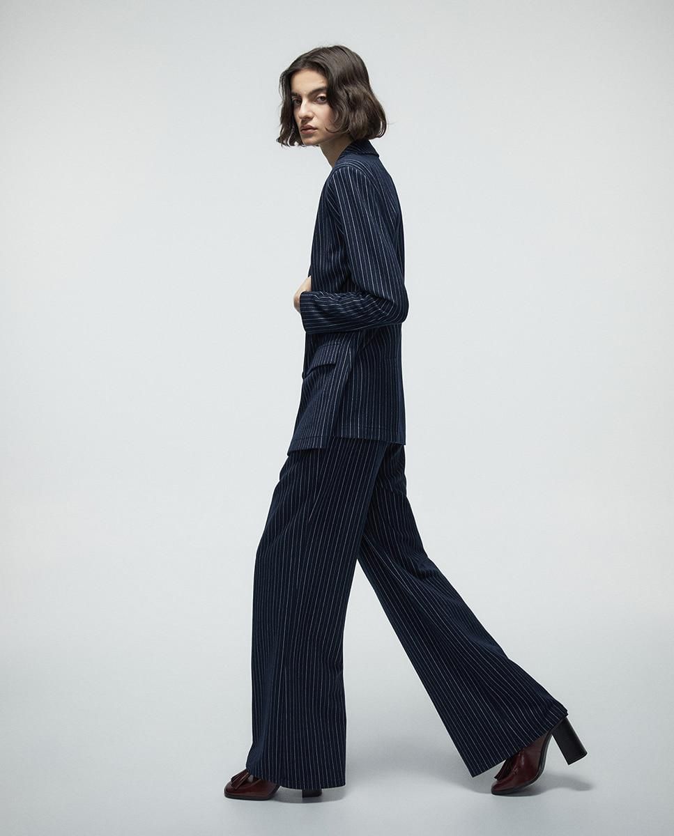 스페라 스트라이프 와이드 핀턱 슬랙스 팬츠 56262006226 AZUL MARINO - 상세 이미지 2