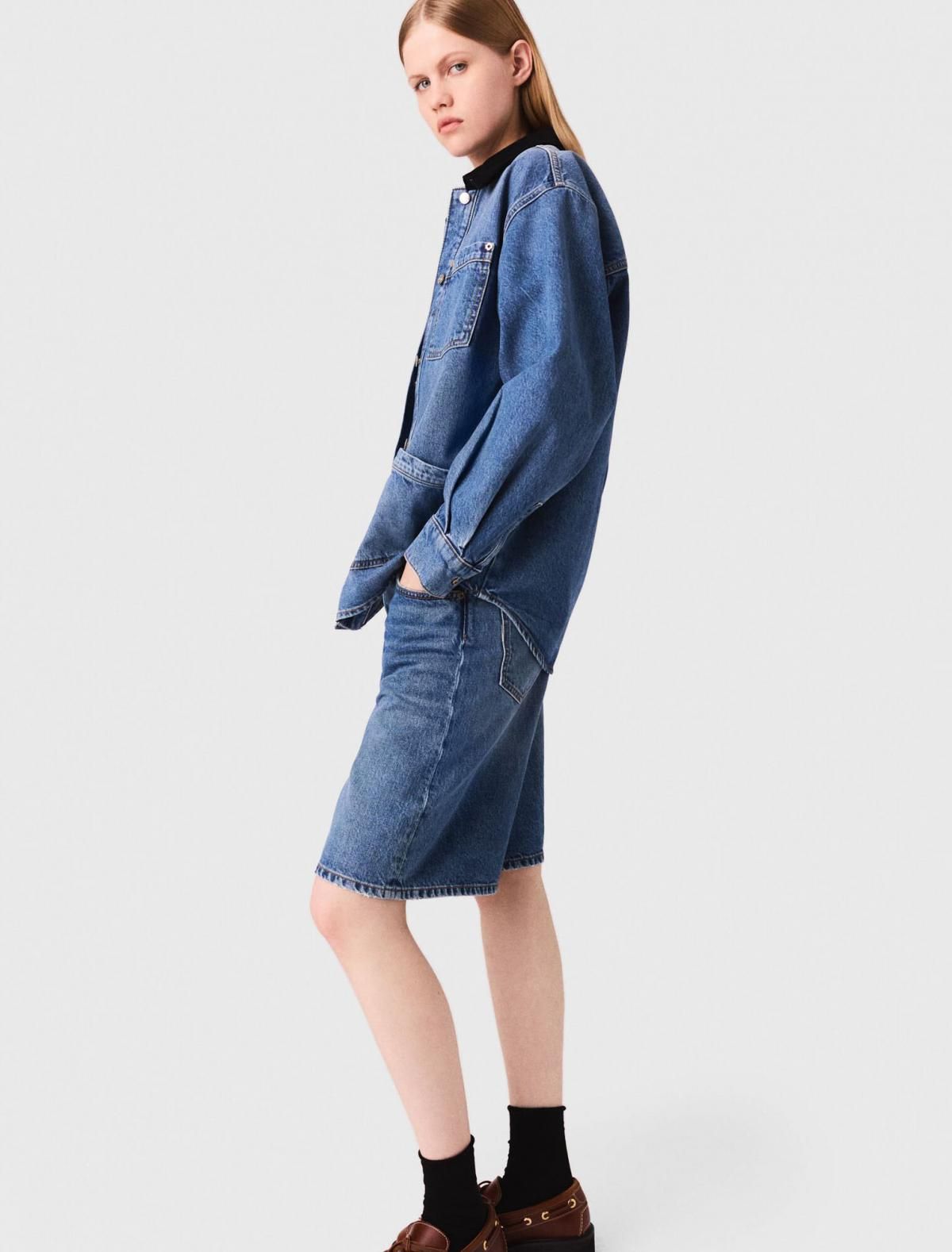 마쥬 테크니컬 배색 코듀로이카라 데님자켓 3661601969942 BLAU - 상세 이미지 3