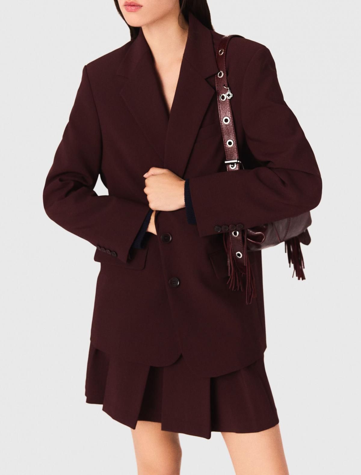 마쥬 테일러드 벨트 버건디 자켓 3661601983290 BORDEAUX - 상세 이미지 5