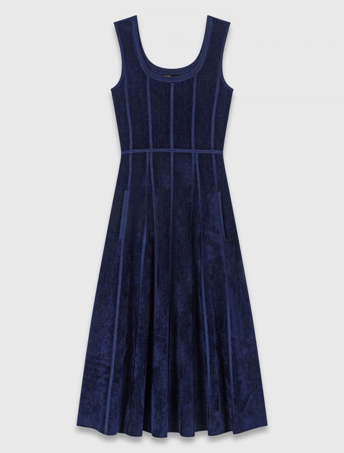 마쥬 벨벳 플레어 미디 원피스 3661601972904 MARINE - 상품 이미지