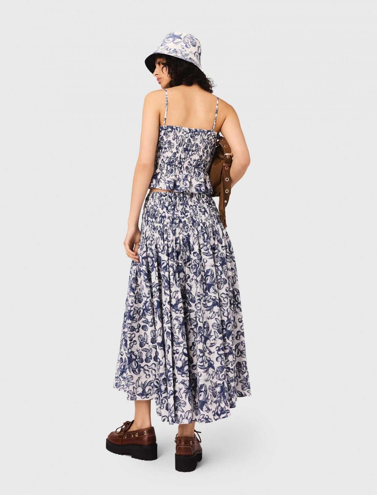 마쥬 프루티 패턴 롱 스모크 스커트 3661601964695 BLEU FRUITS PRINT - 상세 이미지 4