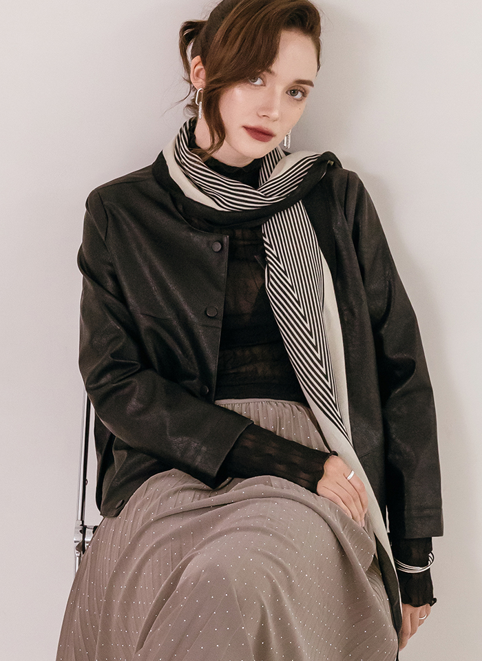 라인 다이아 패턴 롱스카프 - 상세 이미지 5
