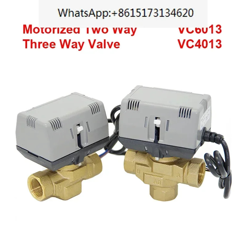 1/2 3/4 1 전동 양방향 3방향 밸브 황동 VC6013/4013 DN15 DN20 DN25 팬 코일 HVAC AC220V