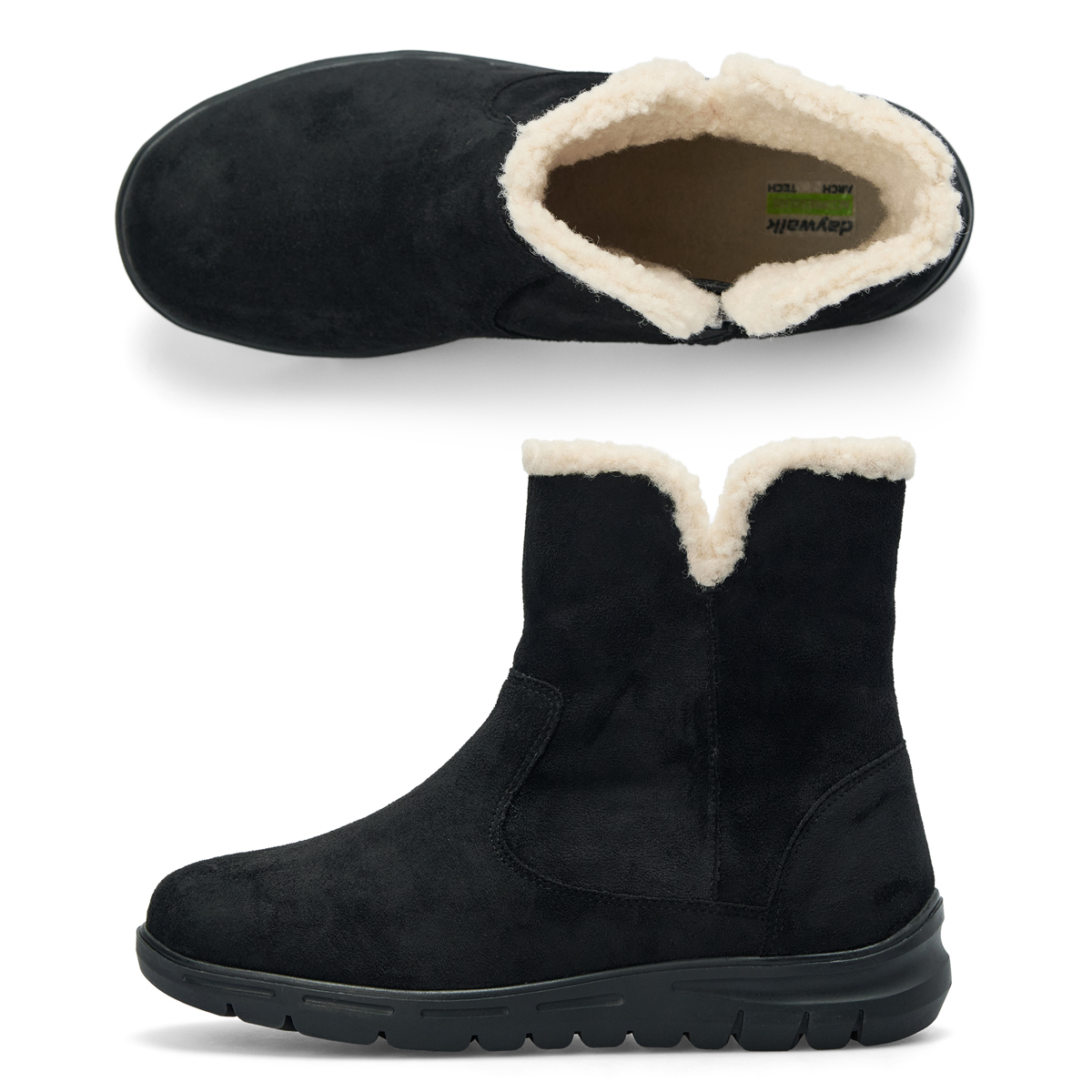 230~255 데이워크 털내피 발편한 아치깔창 여성 앵클 털부츠 도라 블랙 DW30078