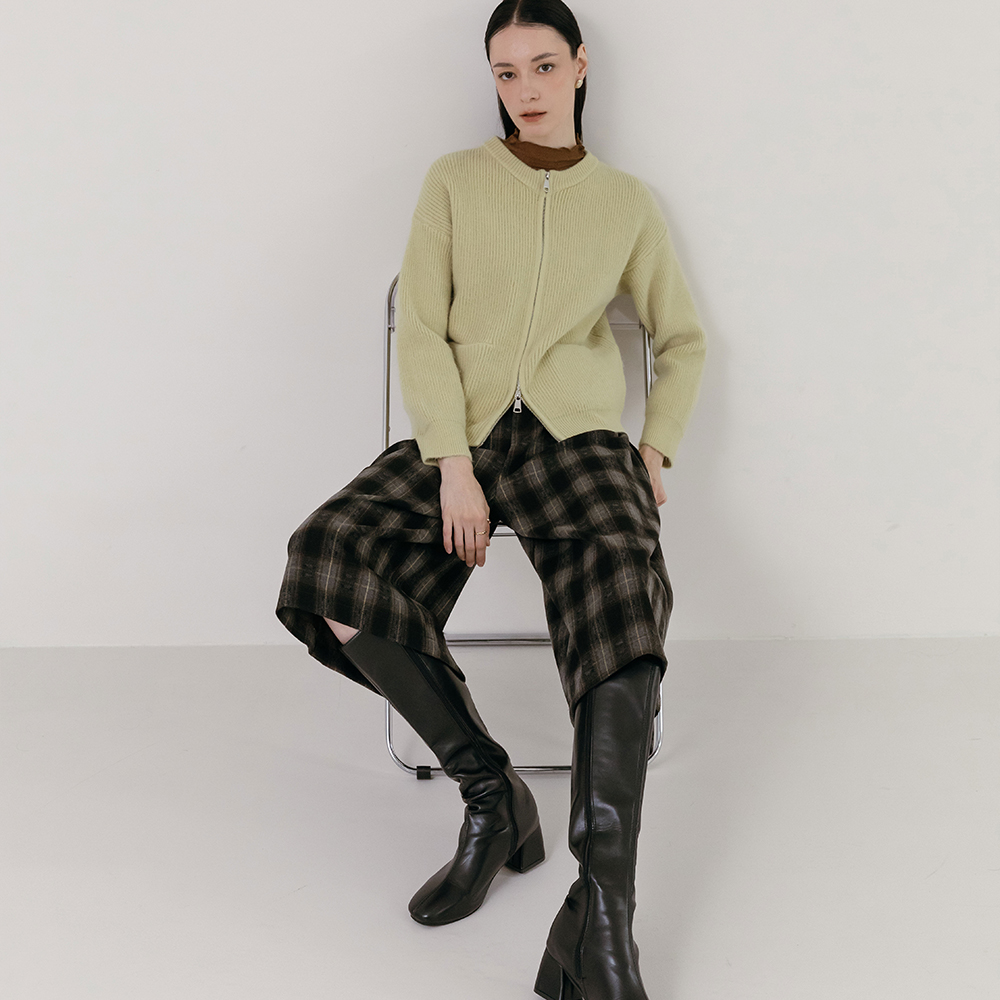 클래식 체크 8부 와이드 팬츠 - 상세 이미지 3