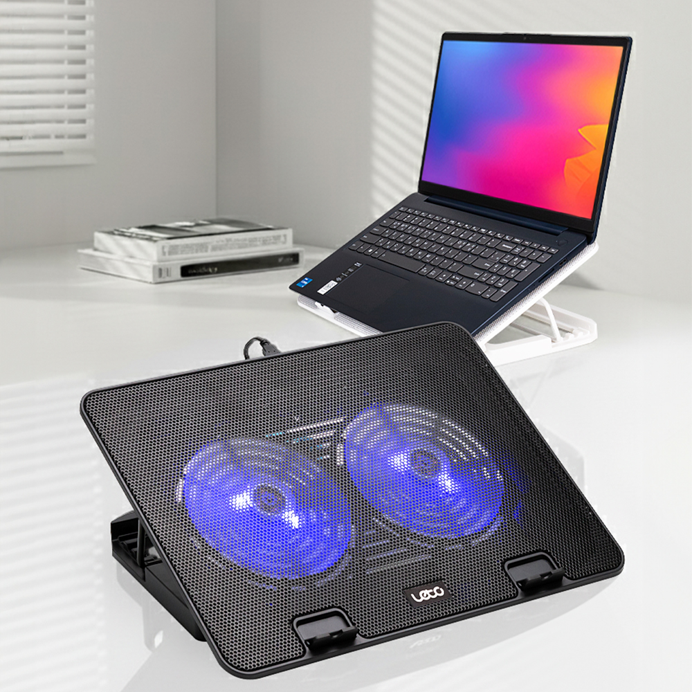 레토 노트북 각도조절 거치대 받침대 LCS-S01 블랙 (듀얼 쿨러) 제품 이미지