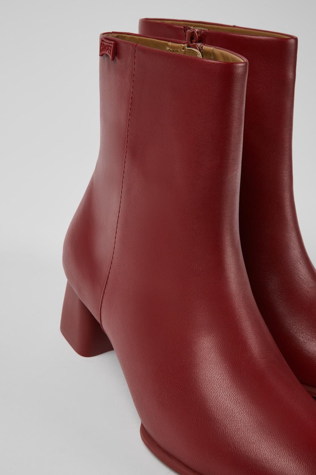 캠퍼 클래식 버건디 레더 앵클부츠 Katie K400664-005 BURGUNDY - 상세 이미지 2