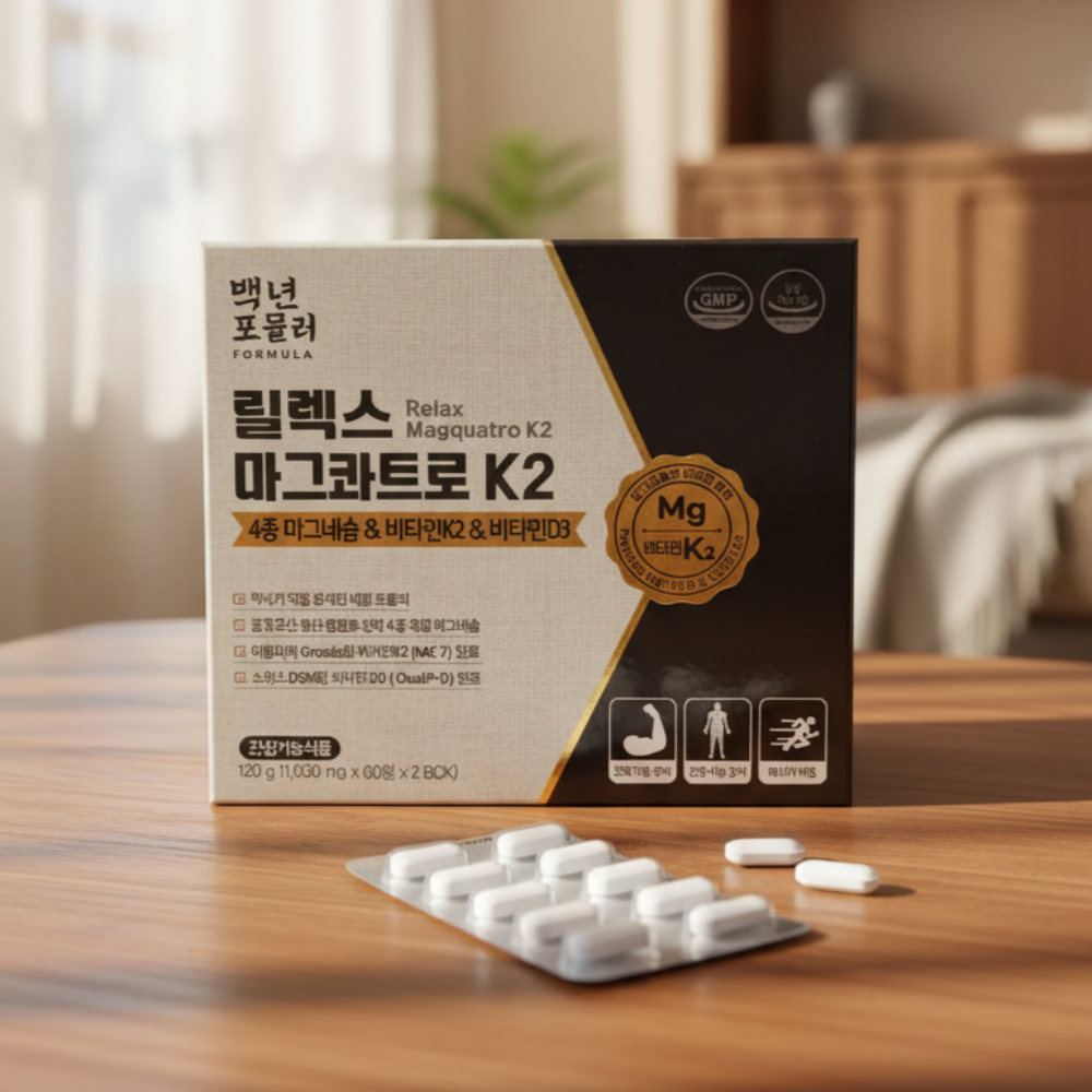[약사개발] 다리쥐날때먹는약 근육이완제 릴렉스마그콰트로 K2  마그네슘효능마그비이엑스 60정, 1개 - 상세 이미지 3