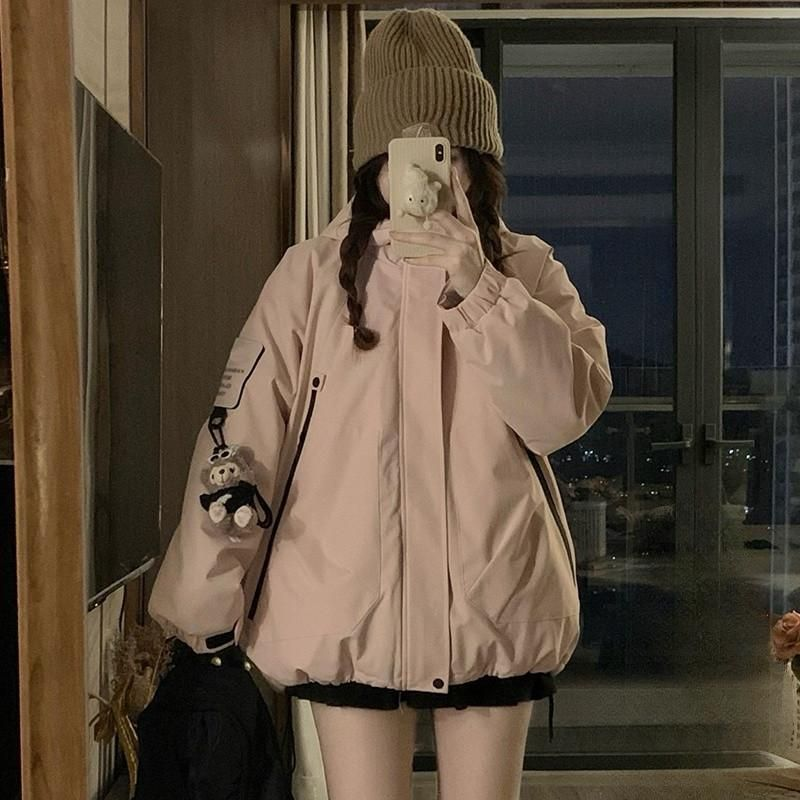 여성 빅사이즈 오버핏 루즈핏 후드 숏패딩 패딩점퍼 겨울 항공점퍼 데일리 방한 따뜻한 지퍼 자켓 아우터 - 메인 이미지