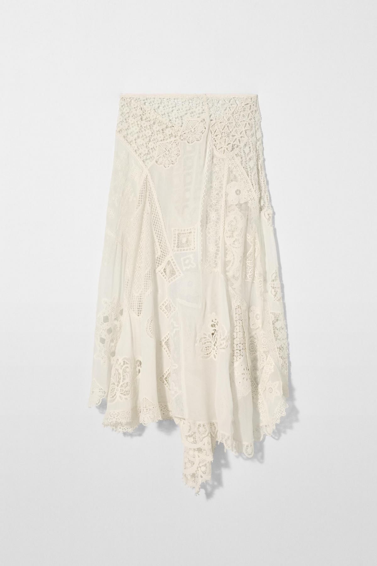 자라 레이스 패치워크 미디 스커트 X 케이트 모스 6895/070 OYSTER-WHITE - 상세 이미지 2