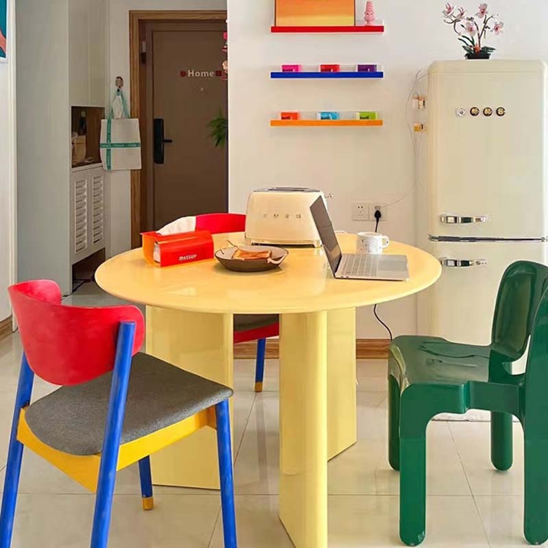 컬러식탁 원형식탁 빈티지테이블 원룸 직경 엔틱 카페 상판 대형 다이닝 - 상세 이미지 2
