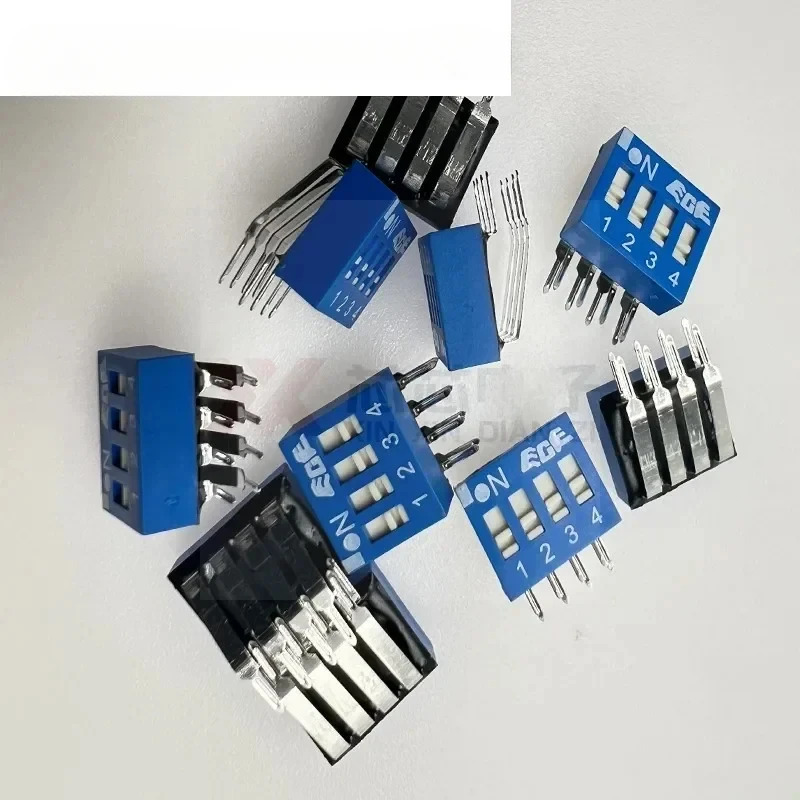 20PCS EDG104LRA33 실버 풋 8 위치 4-5 플랫 핸들 90도 구부러진 발 딥 스위치