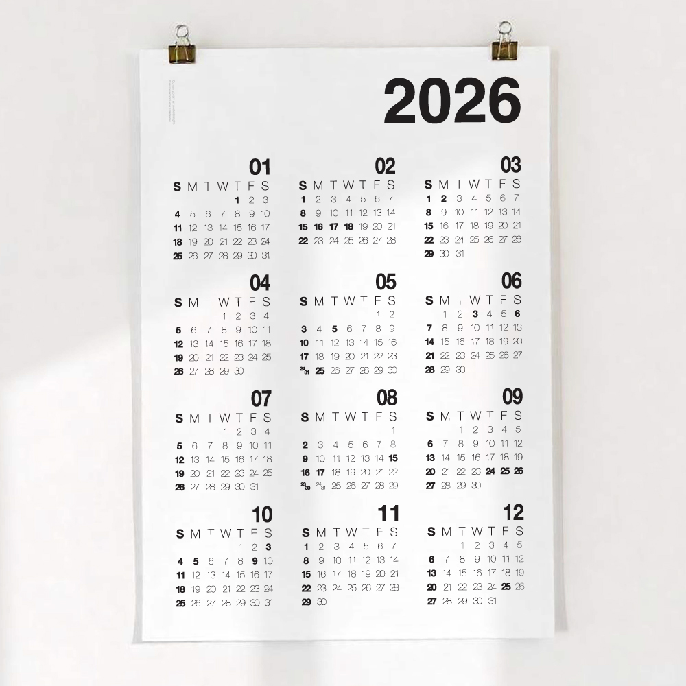 알루이 2026년 달력 대형달력 블랙, 1개 - 상세 이미지 5