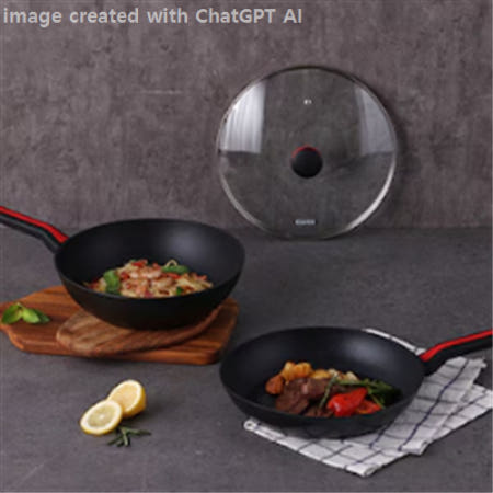 쿠안 IH 레이디 블랙 논스틱코팅 센서 3종 세트 (28cm웍+28cm후라이팬+유리뚜껑28cm)