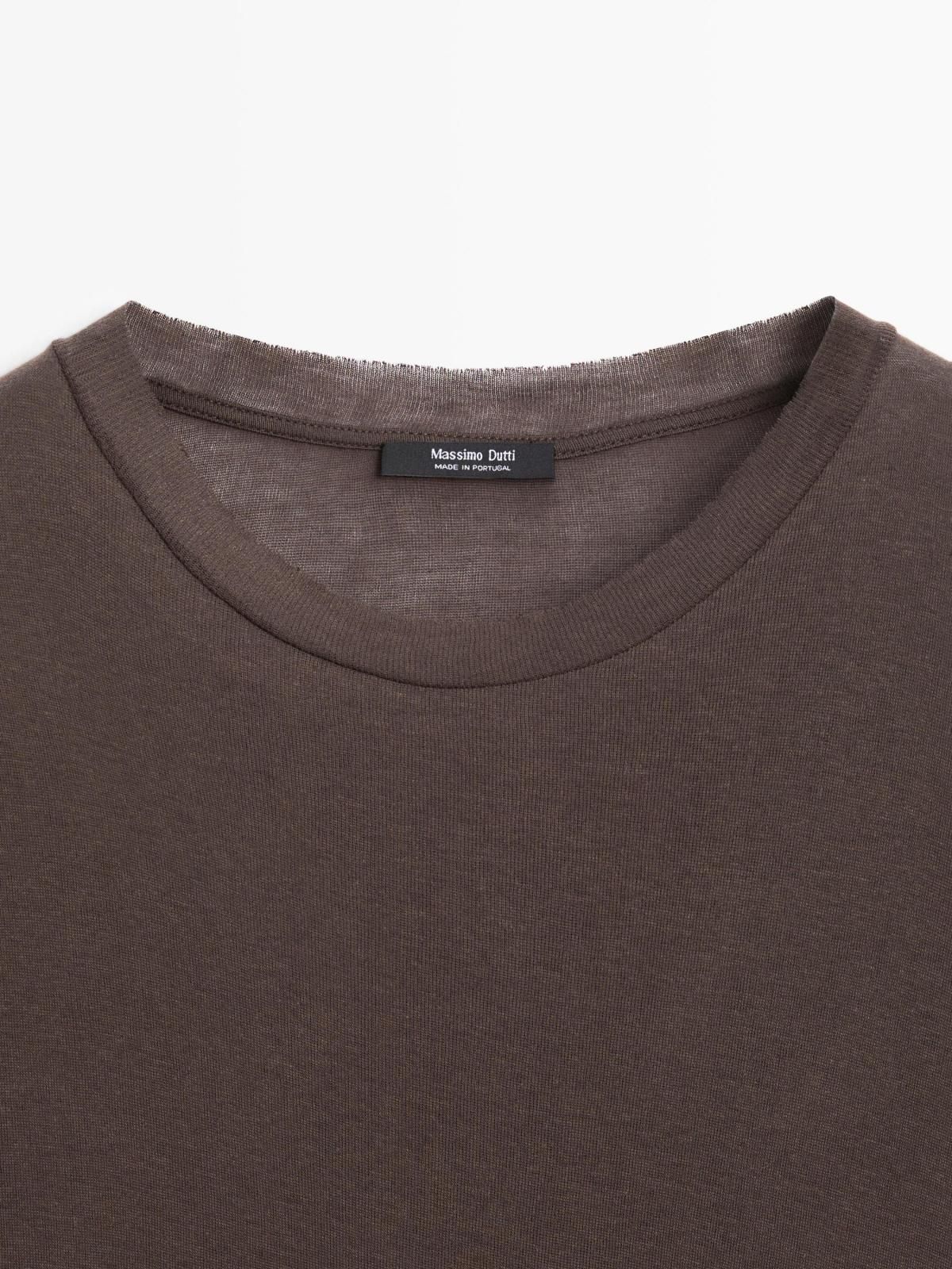 마시모두띠 코튼 슬림핏 라운드넥 긴팔 티셔츠 6805/117 BROWN - 상세 이미지 5