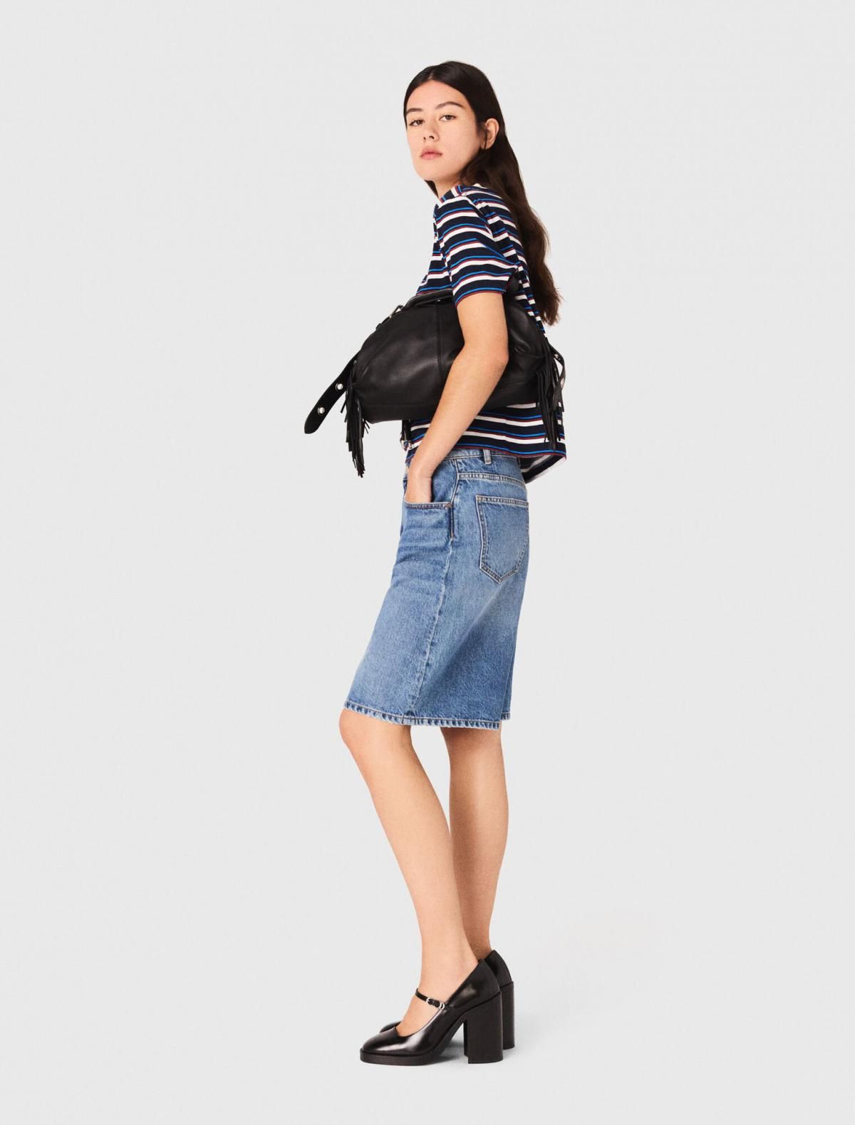 마쥬 마린 스트라이프 크롭 반팔 티셔츠 3661601964954 BLANC/MARINE - 상세 이미지 3