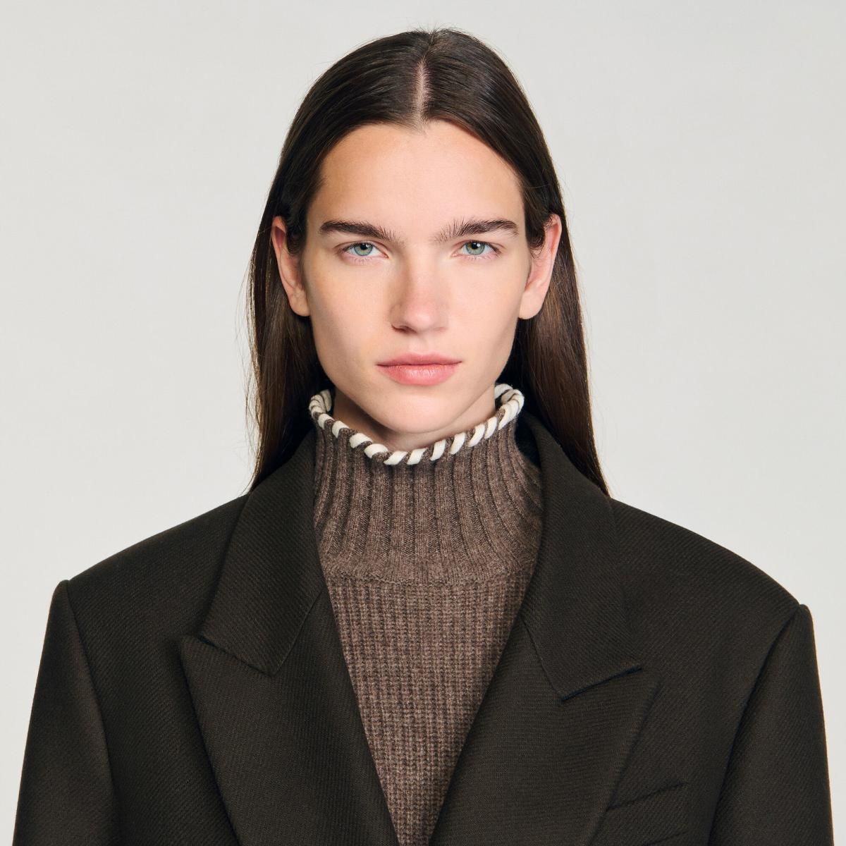 산드로 오버사이즈 더블버튼 울 롱코트 브라운 SFPOU00754_G023 BRAUN - 상세 이미지 5