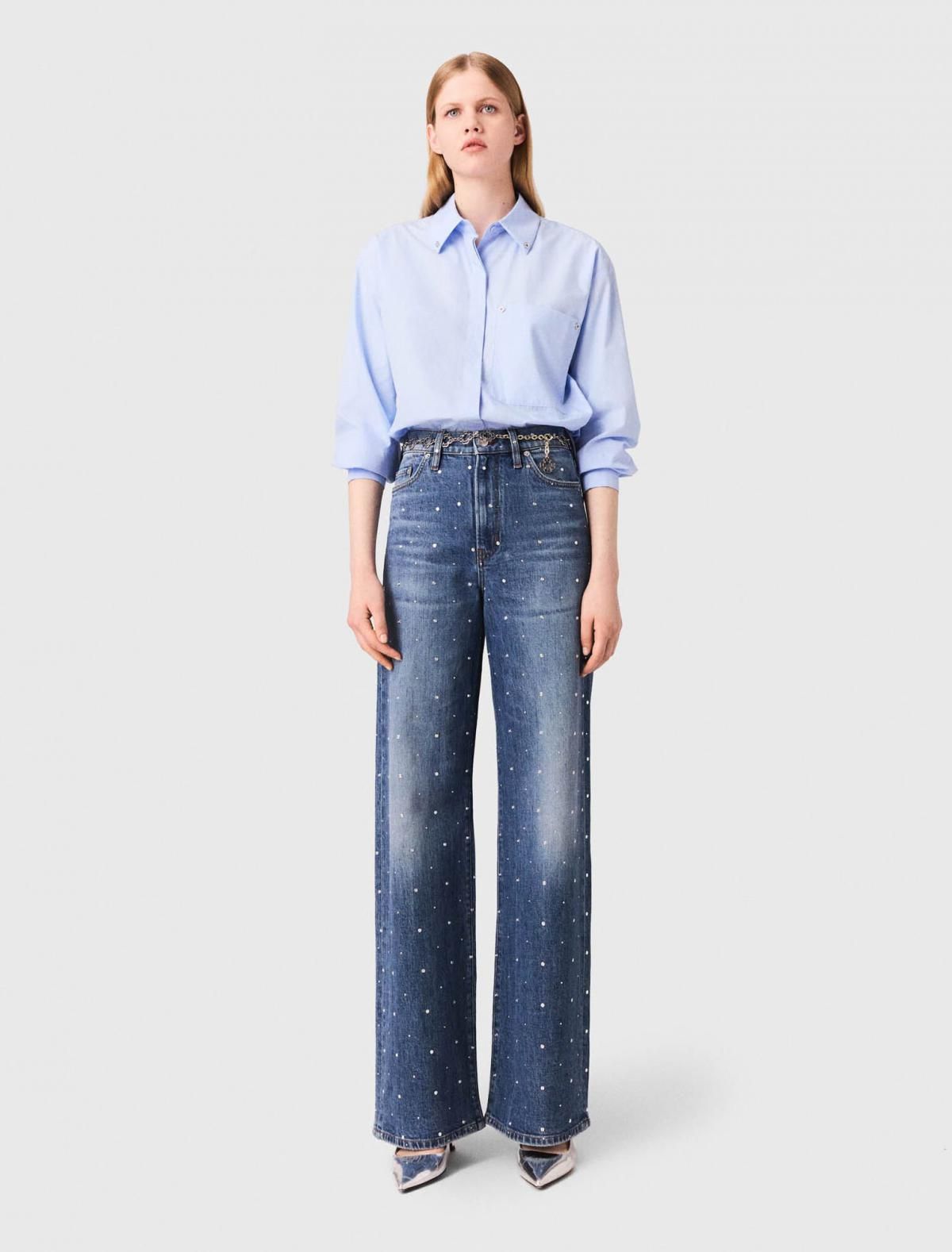 마쥬 와이드핏 스터드 데님 청바지 3661601969898 BLAU - 상세 이미지 2