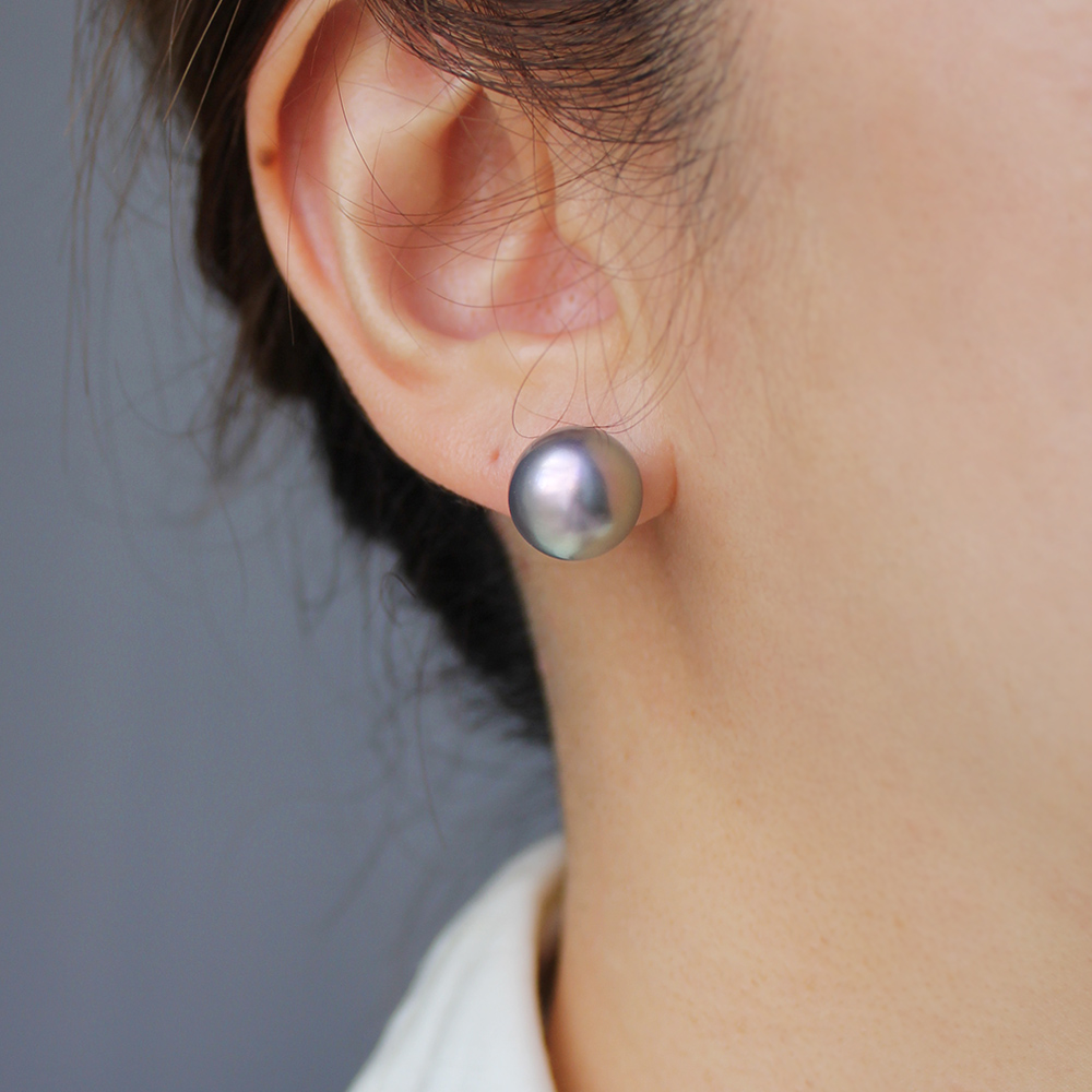 흑진주 귀걸이 국산 EF 핵진주 타히티 아코야 그레이 펄 귀걸이 8mm 10mm 12mm 이미지 8
