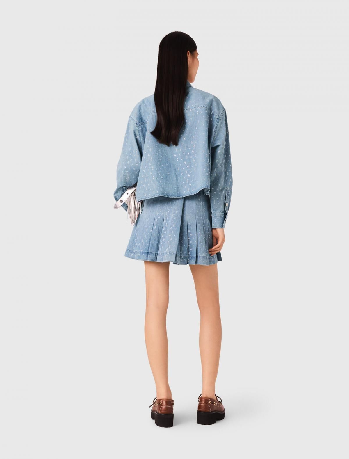 마쥬 크롭 데님 셔츠 스트라스 장식 3661601969386 BLEU DENIM - 상세 이미지 4