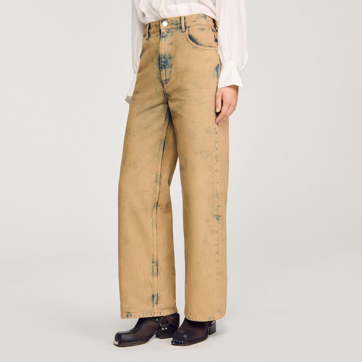 산드로 빈티지 데님 와이드핏 청바지 SFPJE00778_16 BEIGE - 상품 이미지