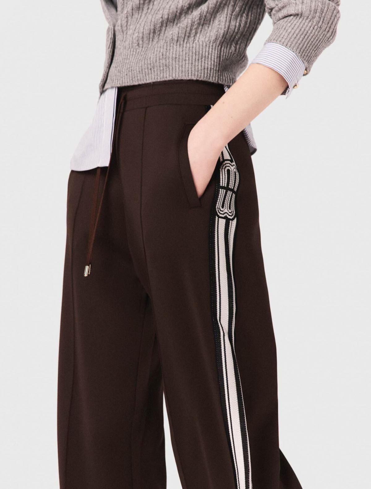 마쥬 와이드 스트라이프 테크니컬 밴딩 팬츠 3661601979873 DUNKELBRAUN - 상세 이미지 5