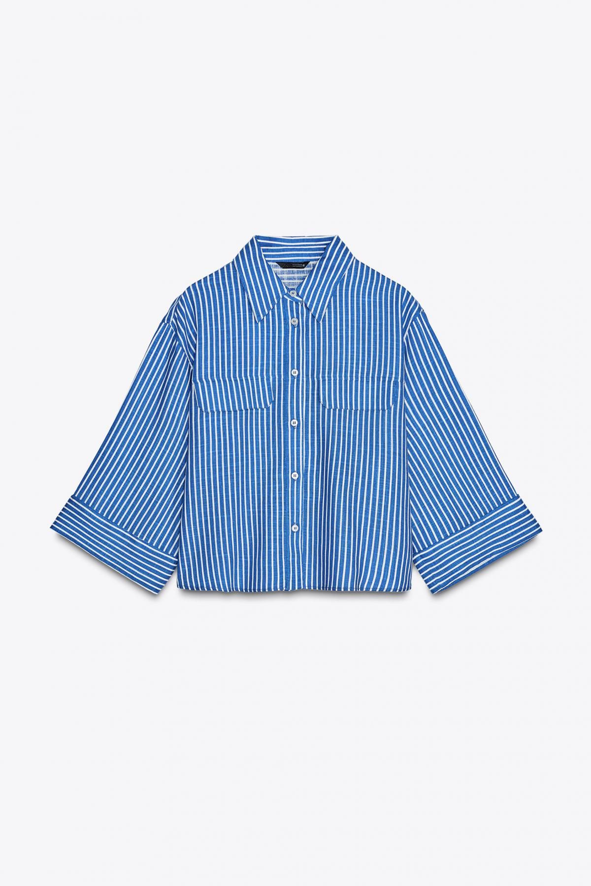 자라 스트라이프 린넨 블렌드 셔츠 2224/666 BLUE/WHITE - 상품 이미지
