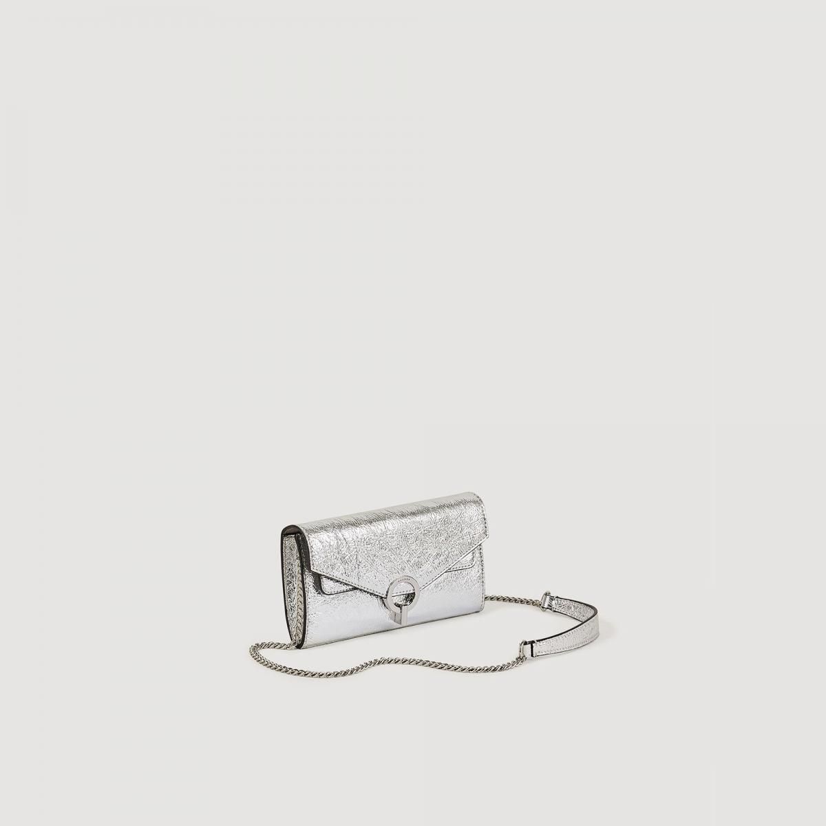 산드로 메탈릭 실버 체인 크로스백 Pochette Yza Pocket SFASA01095 SILBER - 상세 이미지 4