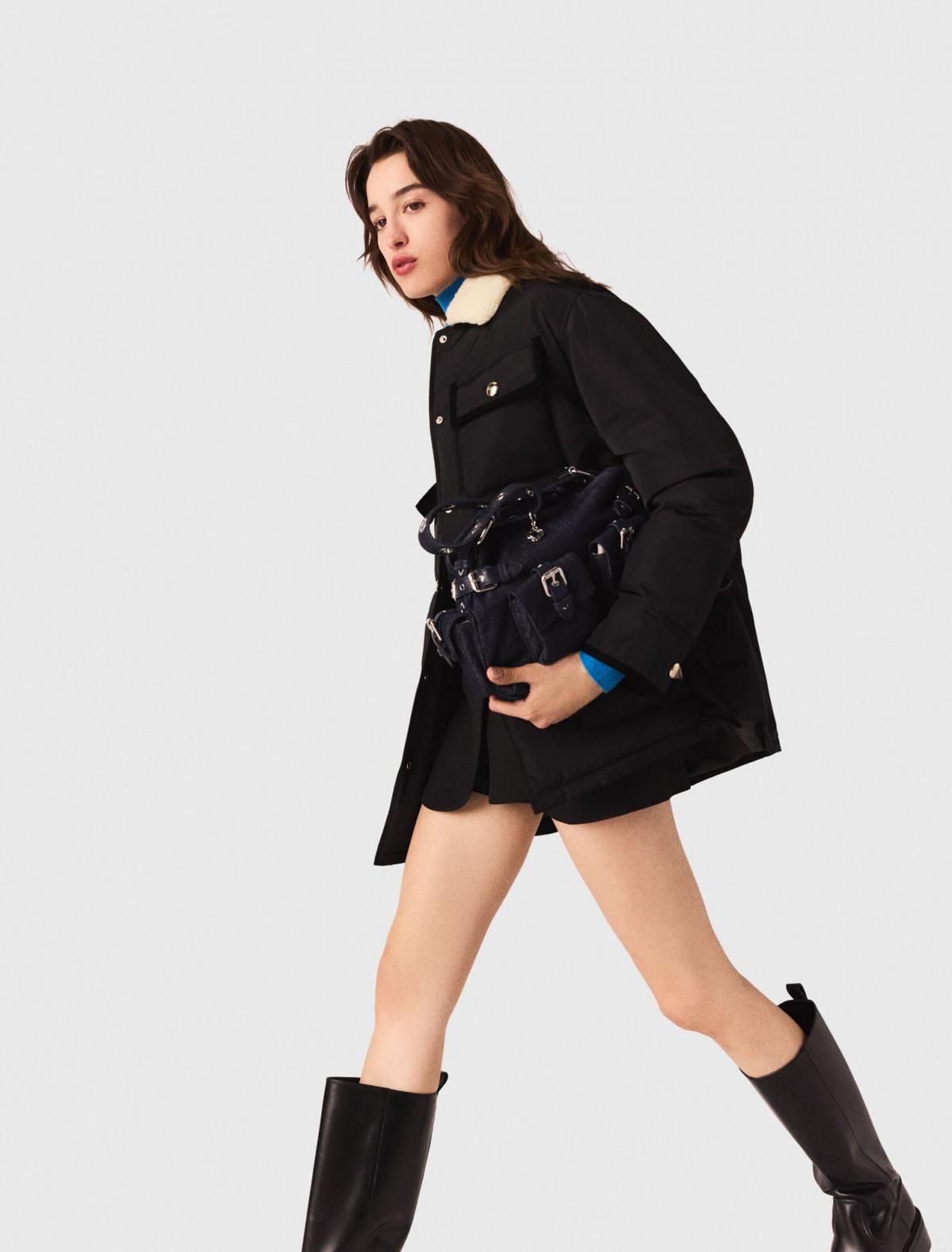 마쥬 테크니컬 벨벳 미디 패딩 파카 부클레 카라 3661601975226 SCHWARZ - 상세 이미지 5
