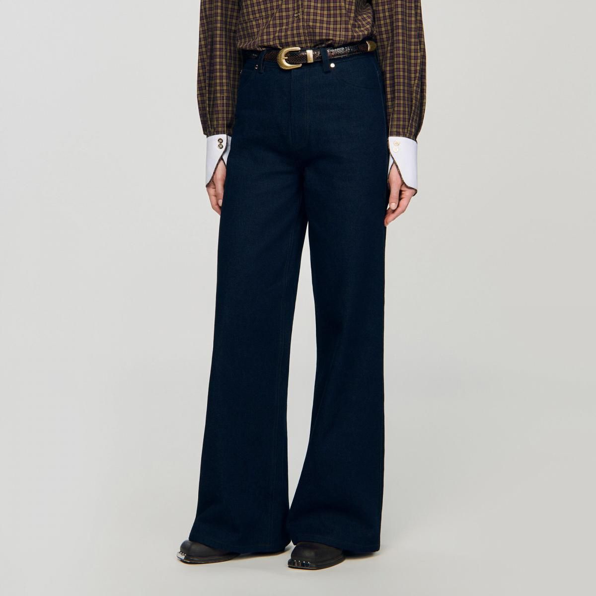 산드로 와이드핏 데님 와이드 청바지 SFPJE00789_4785 JEANSBLAU - 상품 이미지