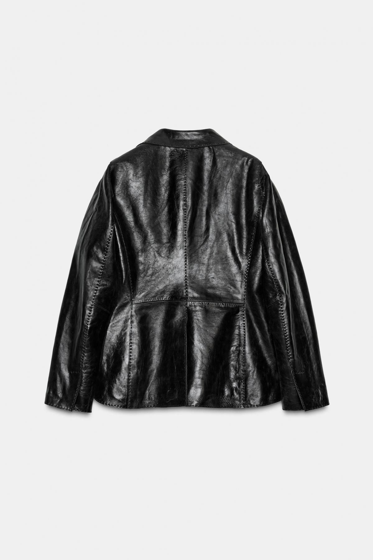 자라 프리미엄 레더 테일러드 블레이저 5479/773 BLACK - 상세 이미지 5