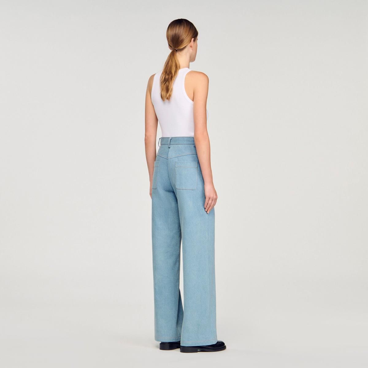 산드로 트렌디 데님 하이웨이스트 와이드핏 청바지 SFPJE00773_4785 JEANSBLAU - 상세 이미지 5