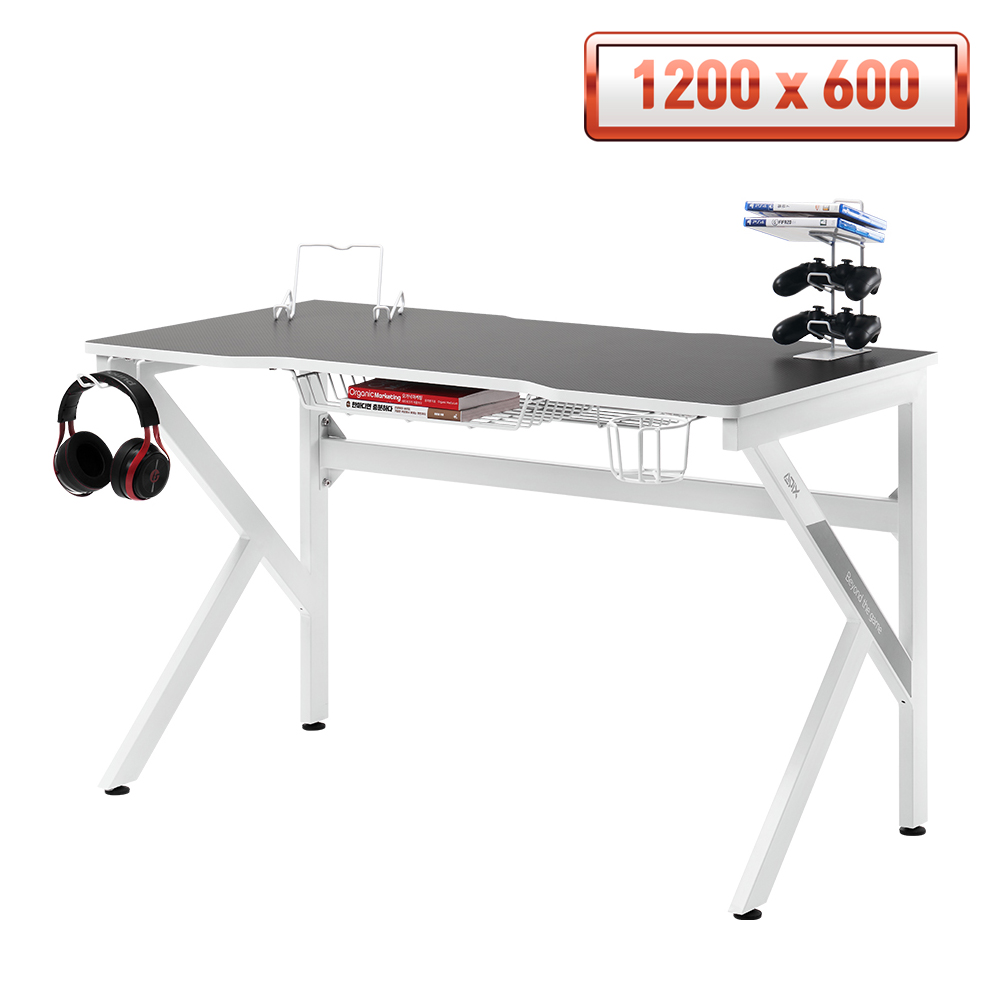 1인용 컴퓨터 게이밍 책상 GD001 1200 화이트 1200x600