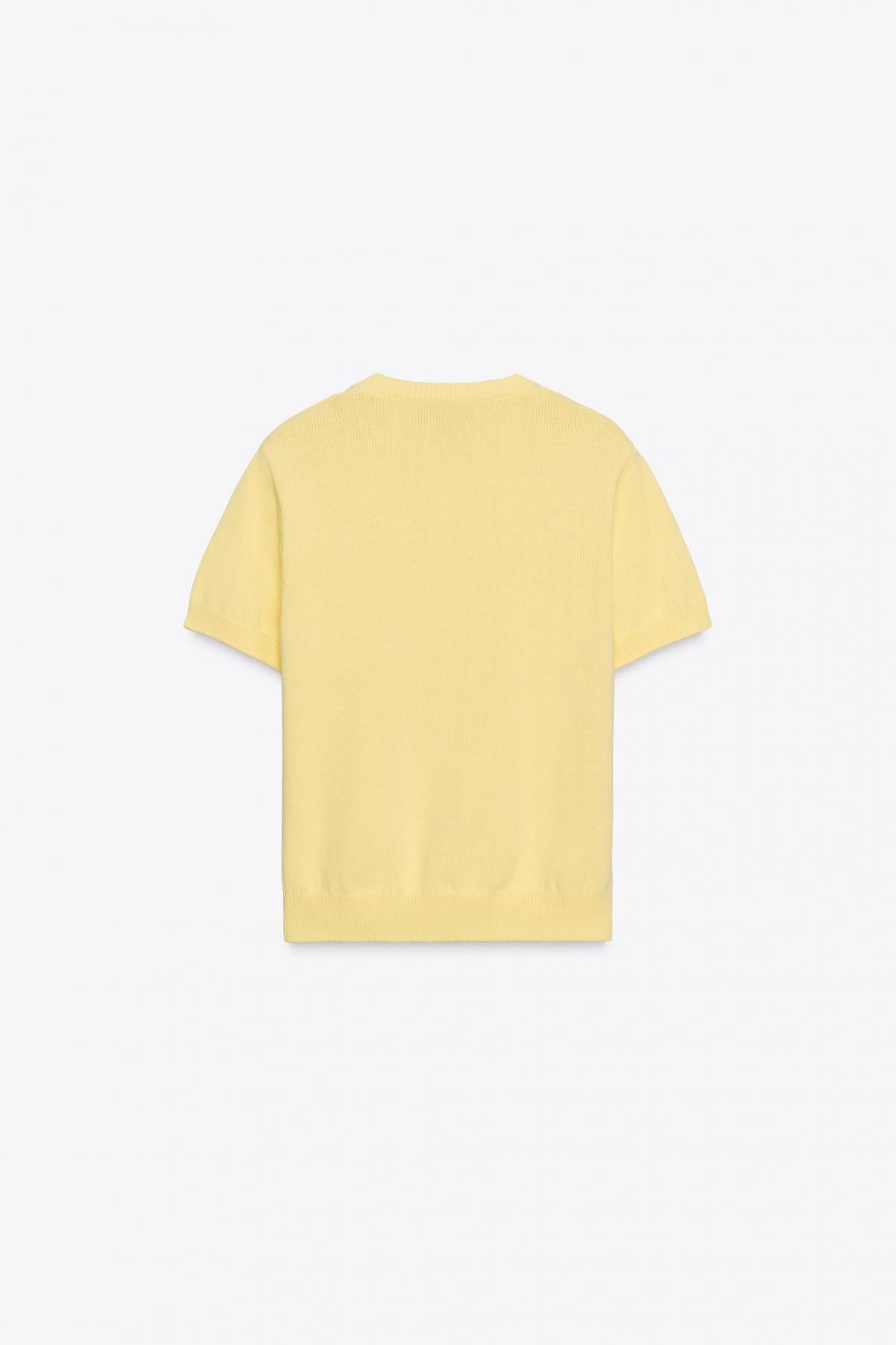 자라 러블리 라운드넥 진주 타이 숏슬리브 카디건 1473/005 YELLOW 이미지 8
