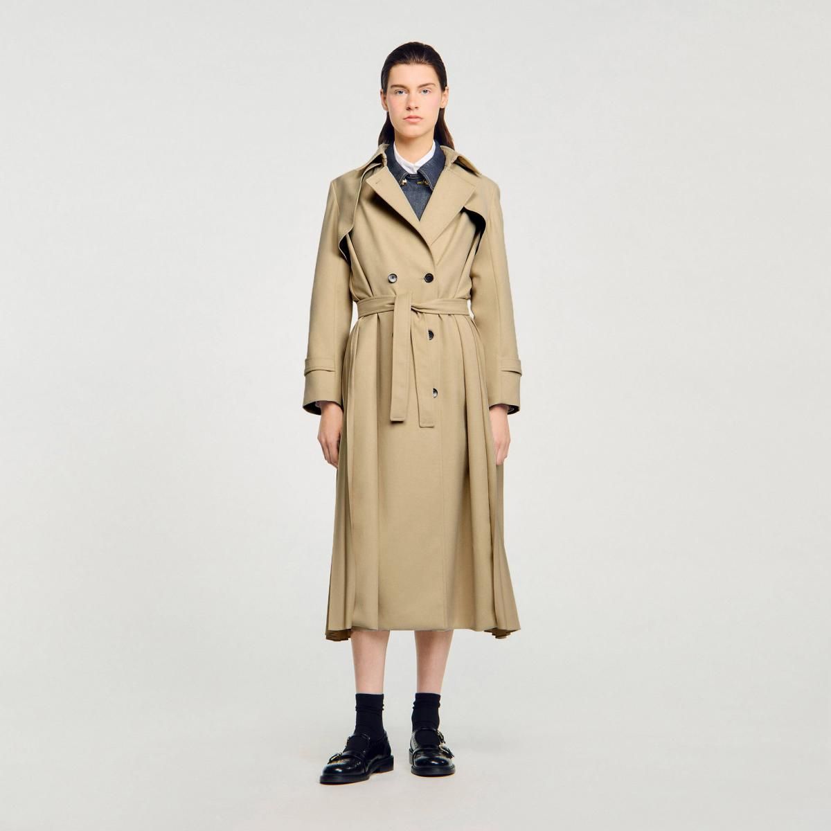 산드로 클래식 베이지 더블버튼 벨트 트렌치코트 SFPOU00705_16 BEIGE - 상세 이미지 3
