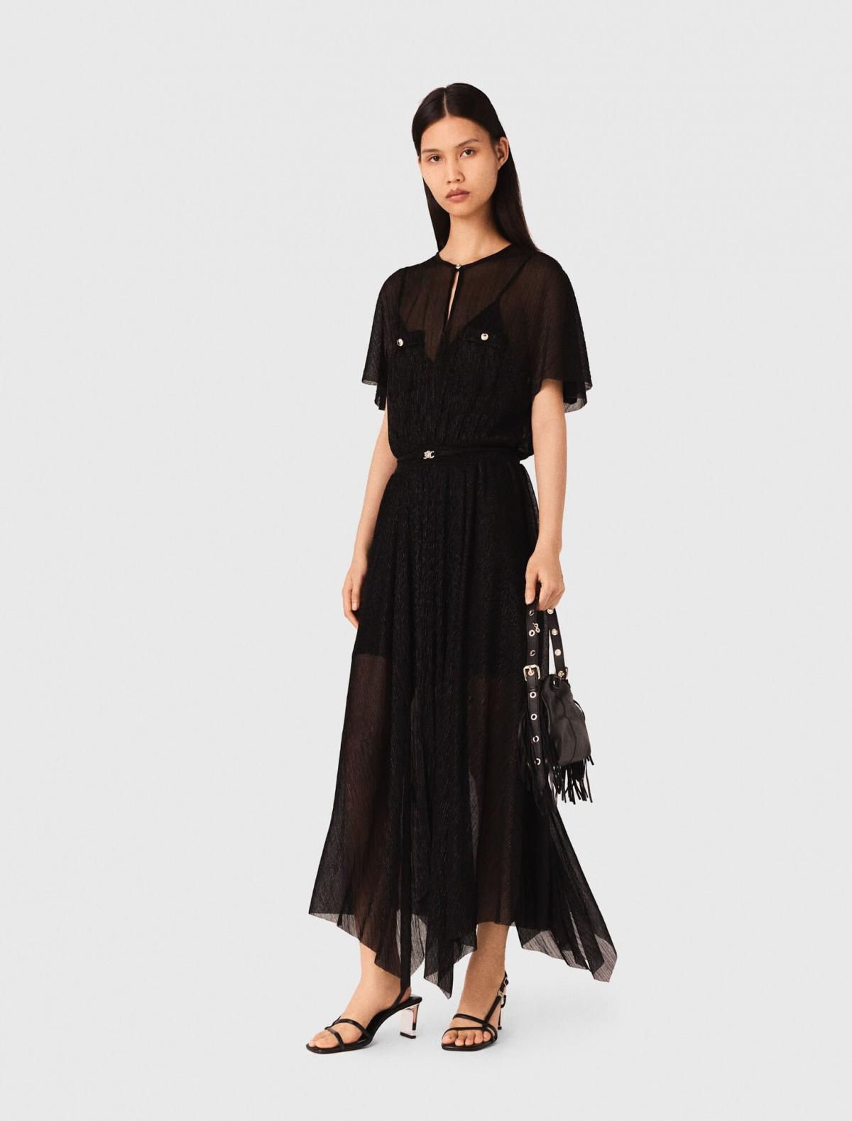 마쥬 메탈릭 플리츠 롱 원피스 3661601977787 SCHWARZ - 상세 이미지 2