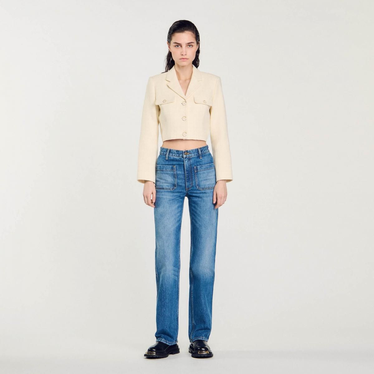 산드로 에코 프렌들리 워싱 데님 여성 부츠컷 청바지 SFPJE00460_4785 JEANSBLAU - 상세 이미지 3