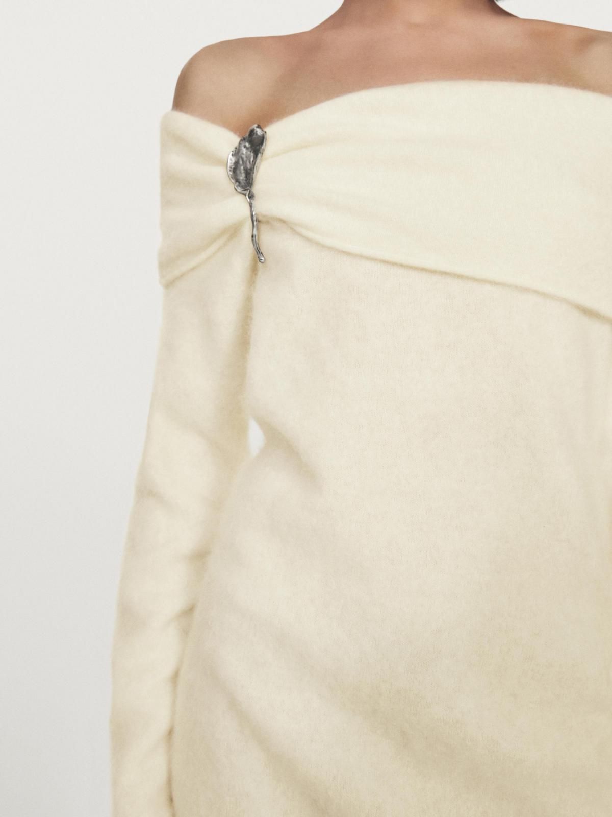 마시모두띠 오프숄더 소프트 울 캐시미어 스웨터 5828/939 OFF WHITE - 상세 이미지 5