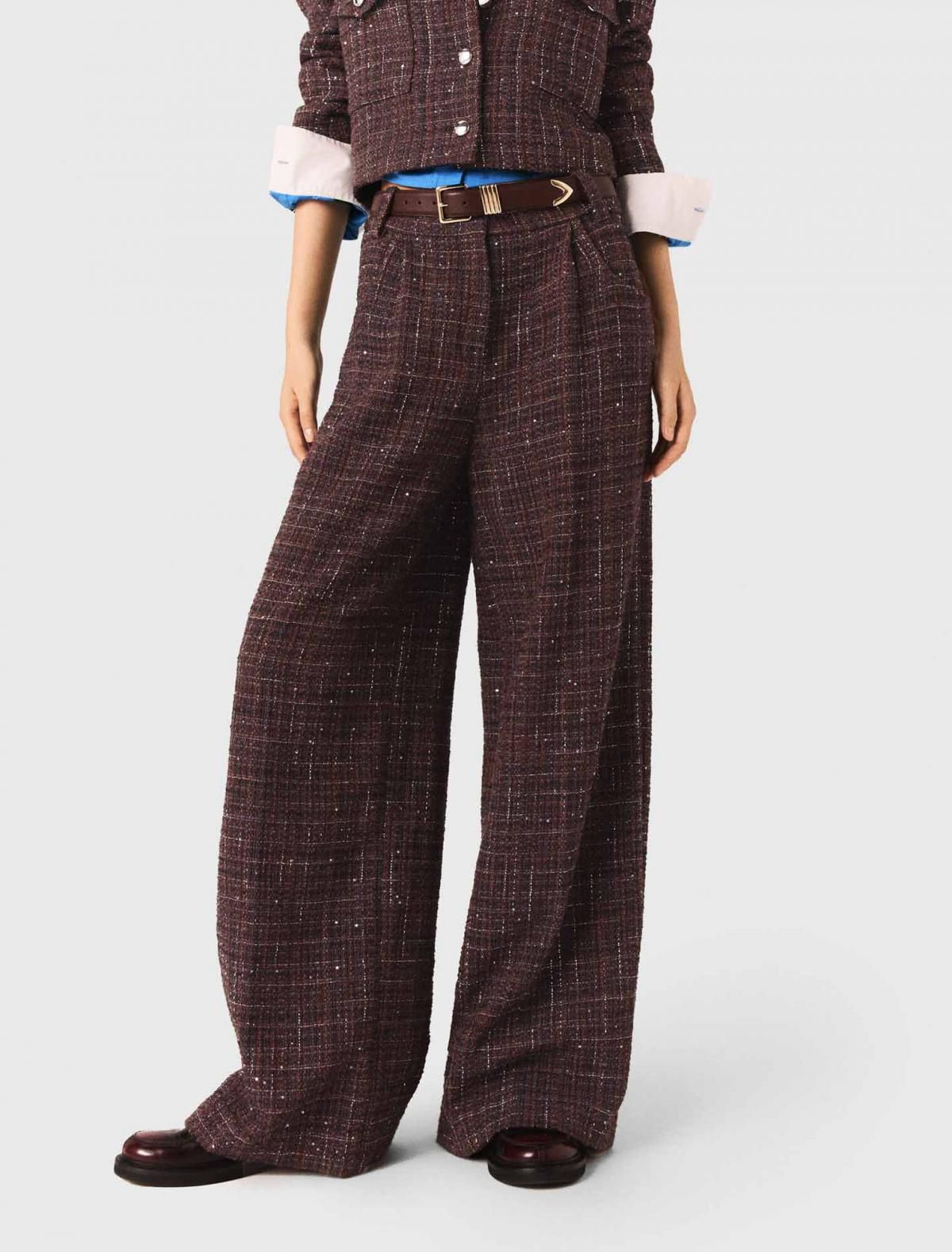 마쥬 글리터 트위드 와이드 슬랙스 팬츠 3661601987311 BRAUN - 상품 이미지