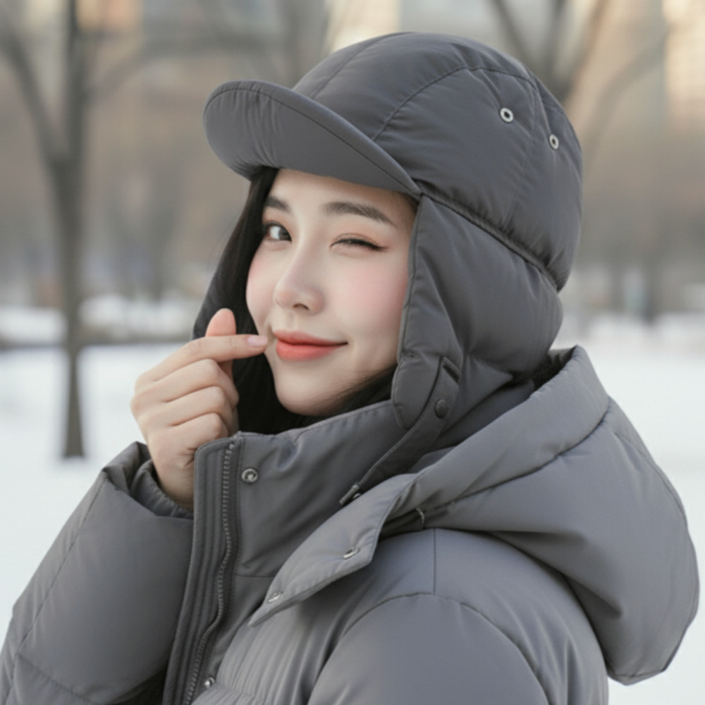 패딩모자 군밤 귀마개 덮개 방한모 스키 여성 귀도리 커플 캡 햇