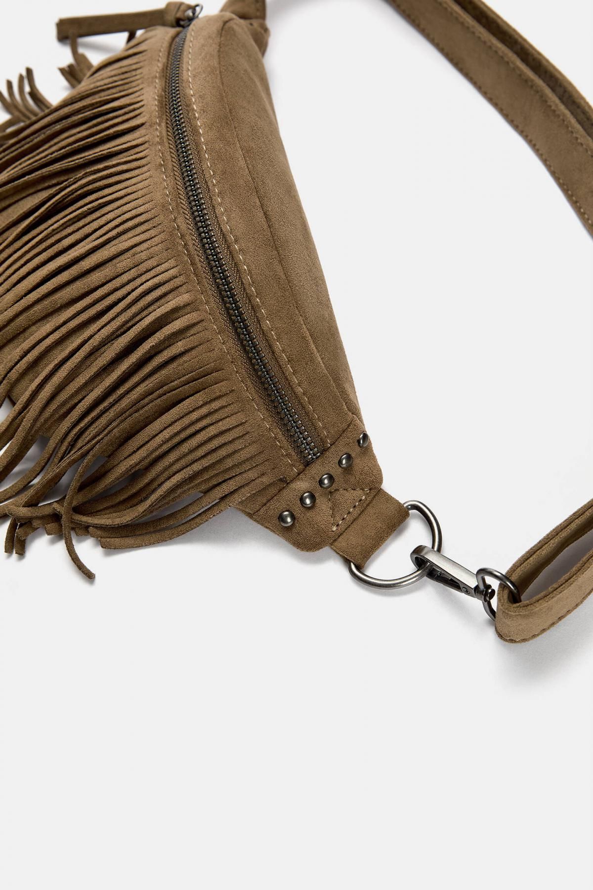 풀앤베어 프린지 스터드 페이크스웨이드 힙색 4272/540 LEATHER - 상세 이미지 4