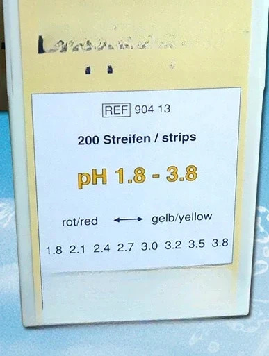 유색 액체 pH 리퍼 스트립 1.8-3.8pH