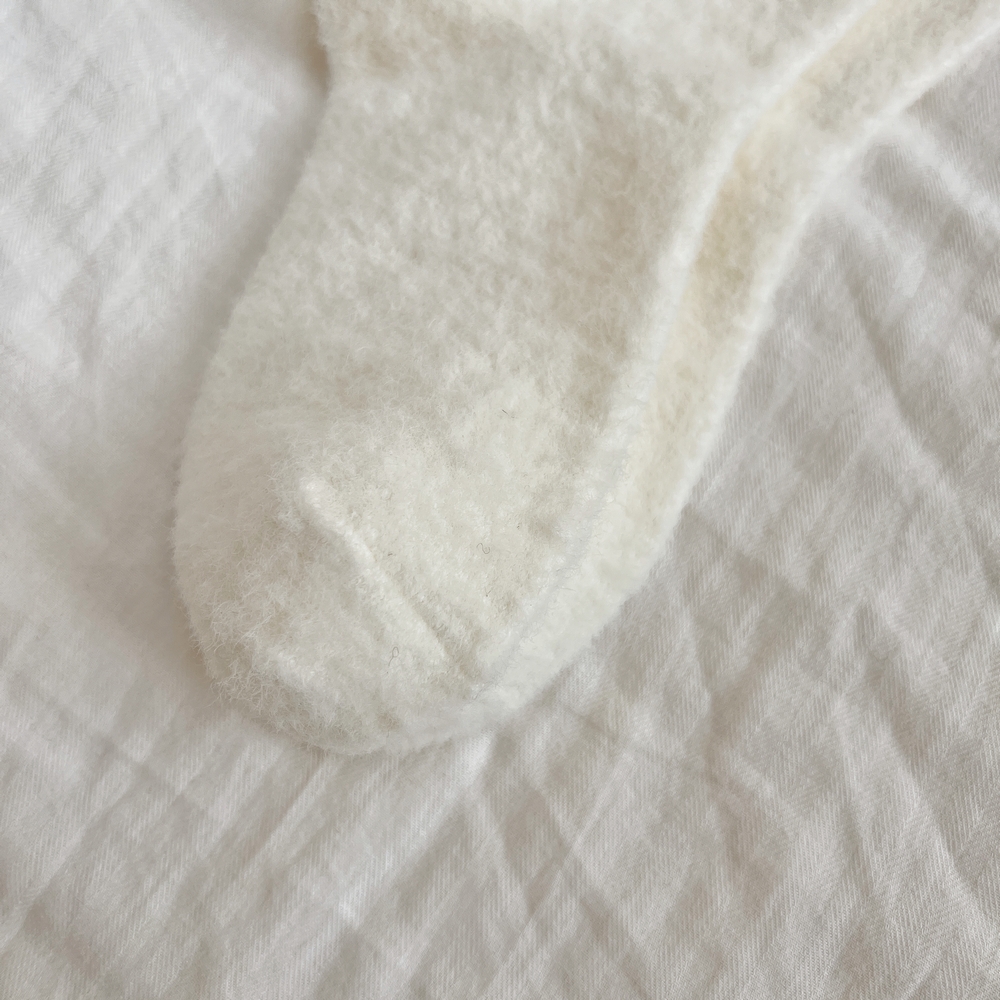 두꺼운 기모 여자 수면양말 화이트 5켤레 동물펀칭