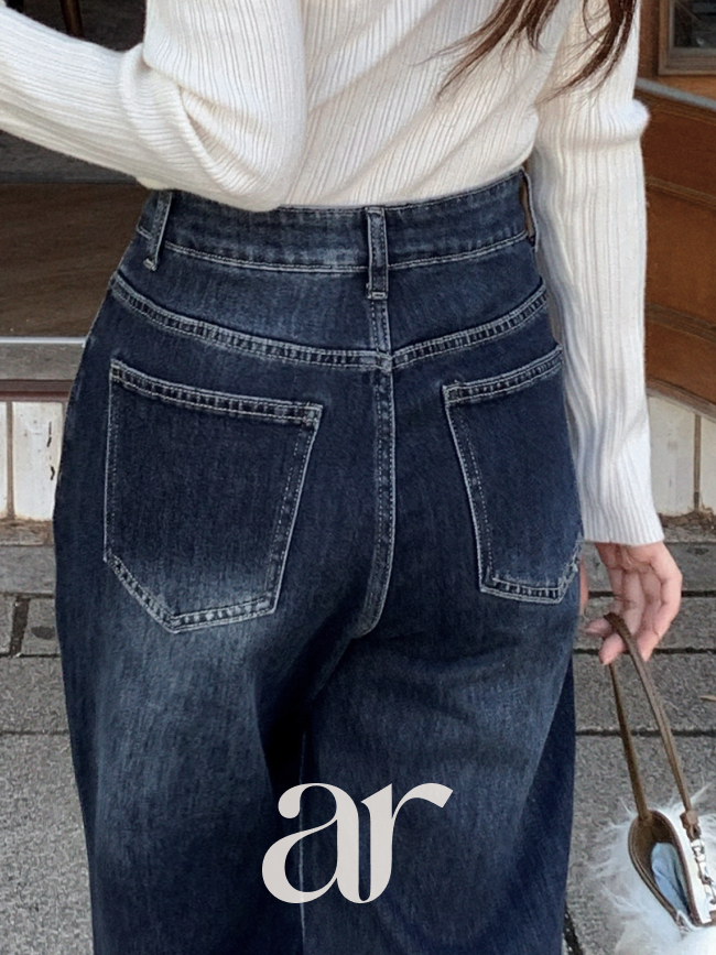 딥블루 세미 와이드 데님 팬츠 ps5473 - 상세 이미지 2
