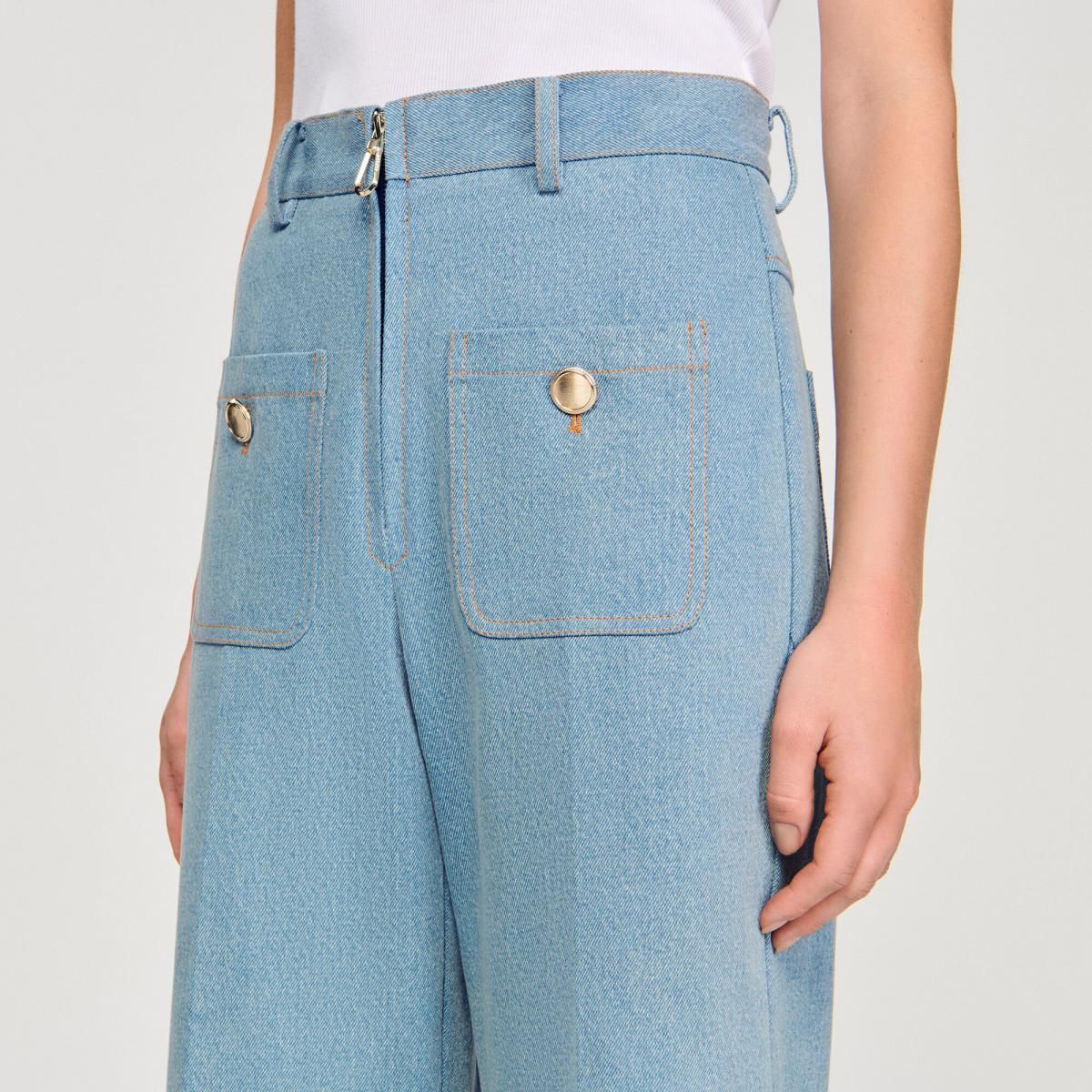 산드로 트렌디 데님 하이웨이스트 와이드핏 청바지 SFPJE00773_4785 JEANSBLAU - 상세 이미지 4