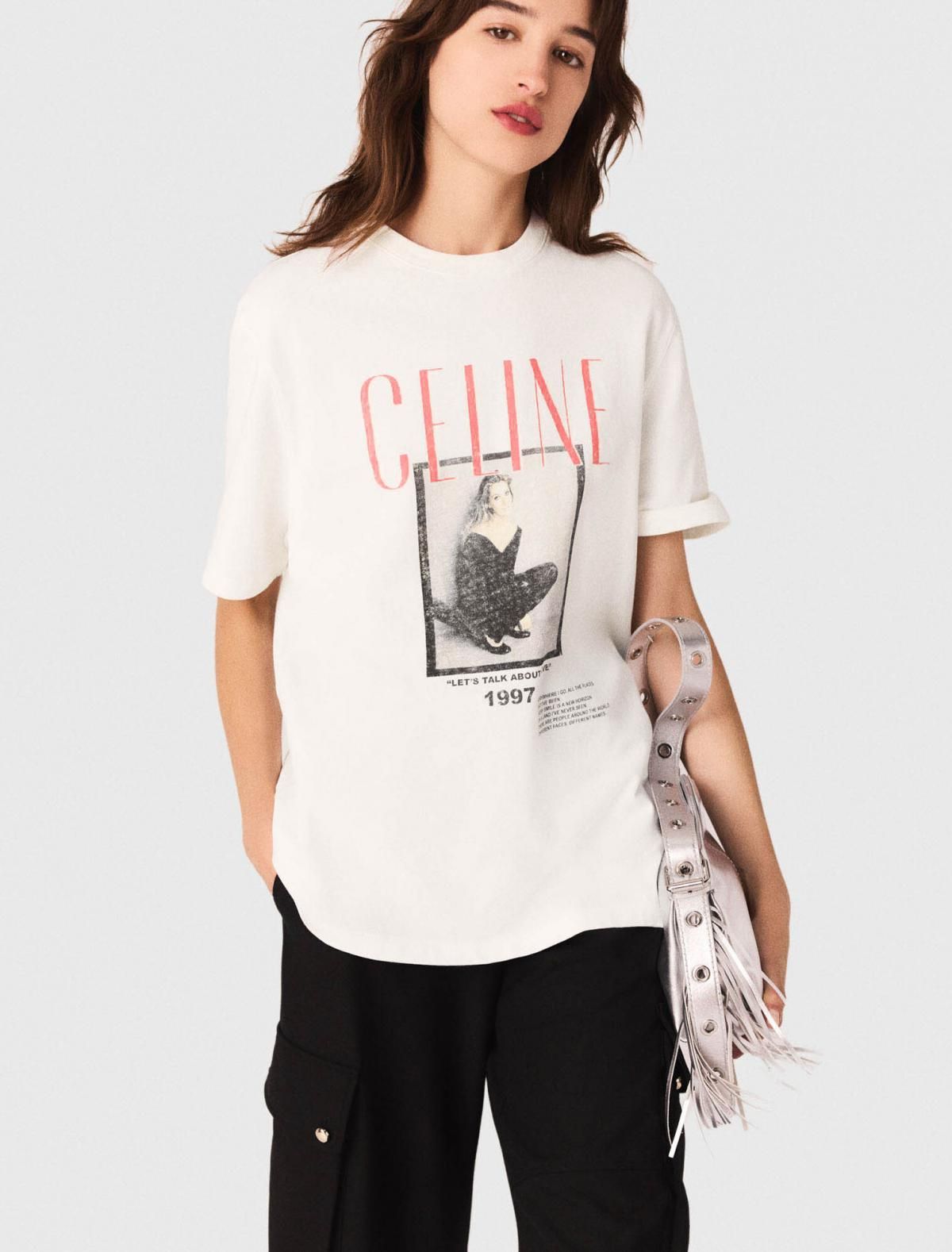마쥬 프린트 오버핏 코튼 셀린디온 콜라보 반팔 티셔츠 3661601983702 WEISS - 상세 이미지 5
