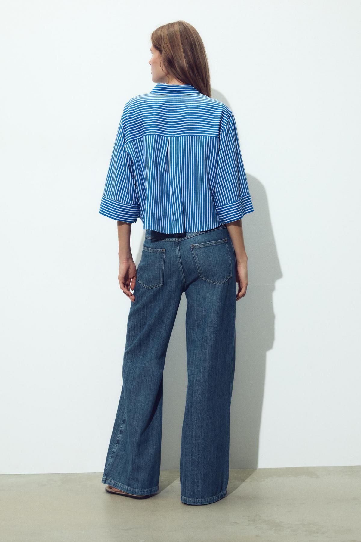 자라 스트라이프 린넨 블렌드 셔츠 2224/666 BLUE/WHITE - 상세 이미지 5