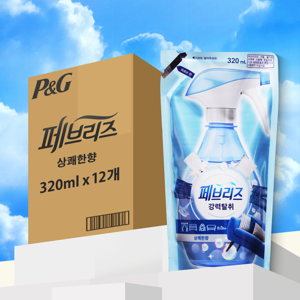 페브리즈 상쾌한향 리필 섬유탈취제 320ml 12개 1박스 강력탈취 섬유향수 - 상품 이미지