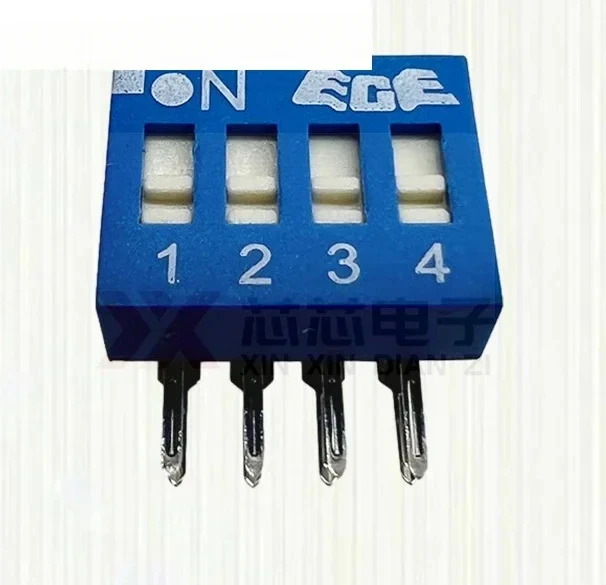 20PCS EDG104LRA33 실버 풋 8 위치 4-5 플랫 핸들 90도 구부러진 발 딥 스위치